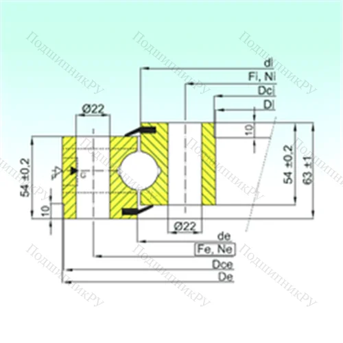 Подшипник шариковый опорно-поворотный NB 1.25.1255.201-2PPN от производителя  ISB
