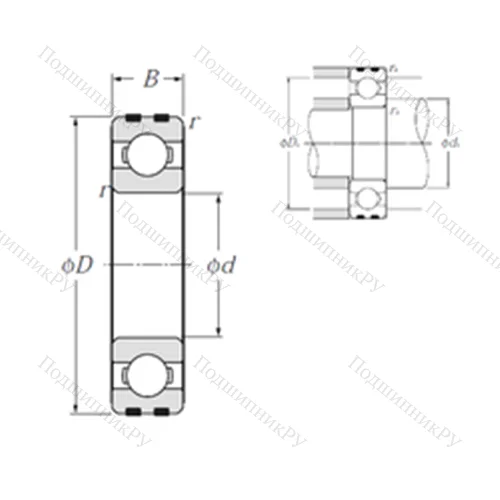 Подшипник шариковый радиальный EC-6007
