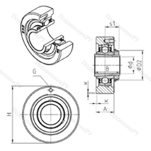 Подшипниковый узел шариковый радиальный UKC 326H от производителя  SNR