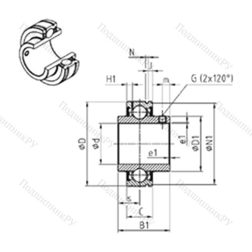 Подшипник шариковый радиальный CUC 209-27 от производителя  SNR Подшипник шариковый радиальный CUC 209-27 от производителя  SNR