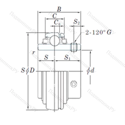 Подшипник шариковый радиальный UC 313-40L 3