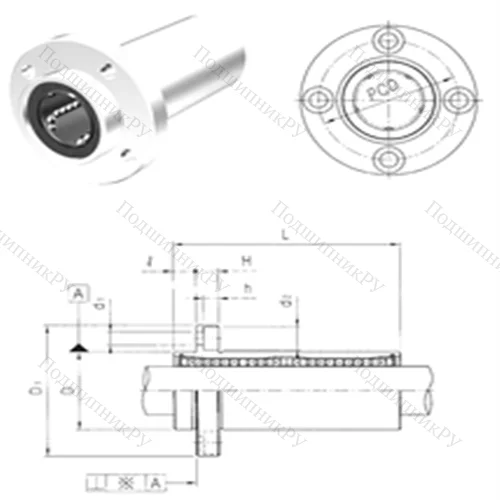 Подшипник шариковый линейный LMFP 20LUU от производителя  Samick