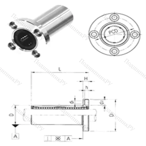 Подшипник шариковый линейный LMEF 20L от производителя  Samick