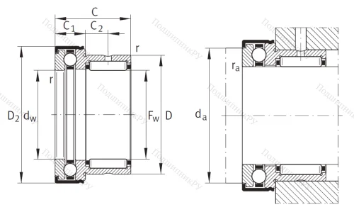 Комбинированный подшипник NKX 70 Z XL от производителя  INA