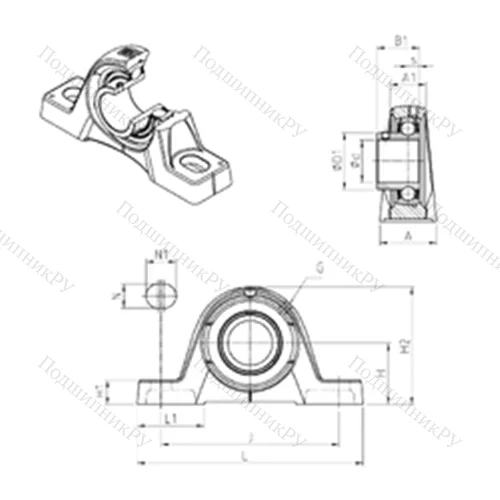 Подшипниковый узел шариковый радиальный USPE 203 от производителя  SNR