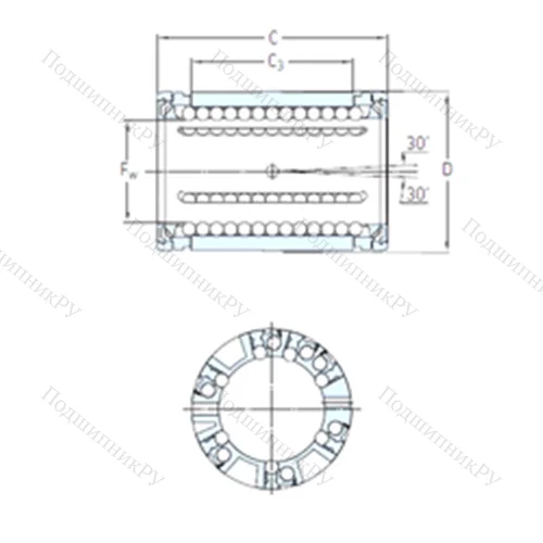 Подшипник шариковый линейный LBCD 30 A-2LS от производителя  SKF