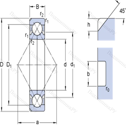 Шарикоподшипники с четырёхточечным контактом QJ 332 N 2MA