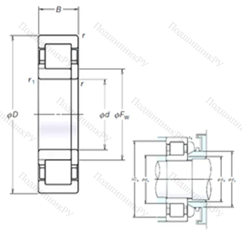 Подшипник роликовый радиальный NUP 312EM