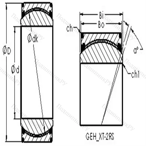 Подшипник скольжения сферический GEH 300XT-2RS от производителя  AST