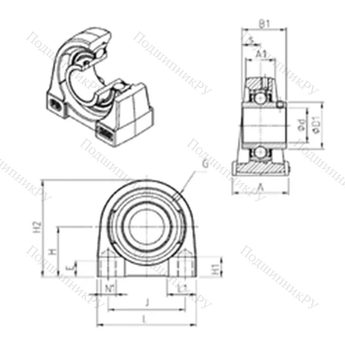 Подшипниковый узел шариковый радиальный UCPG 212 от производителя  SNR