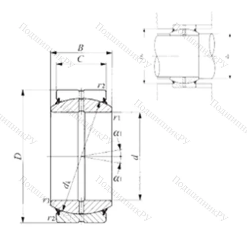 Подшипник скольжения сферический GE 300ES-2RS от производителя  IKO Подшипник скольжения сферический GE 300ES-2RS от производителя  IKO