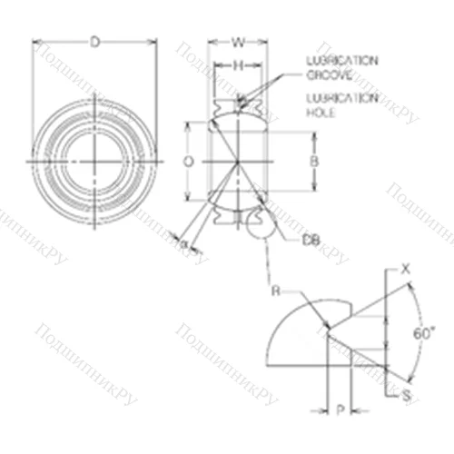 Подшипник скольжения сферический MBG 6VCR