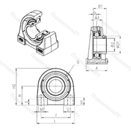 Подшипниковый узел шариковый радиальный USPG 205 от производителя  SNR