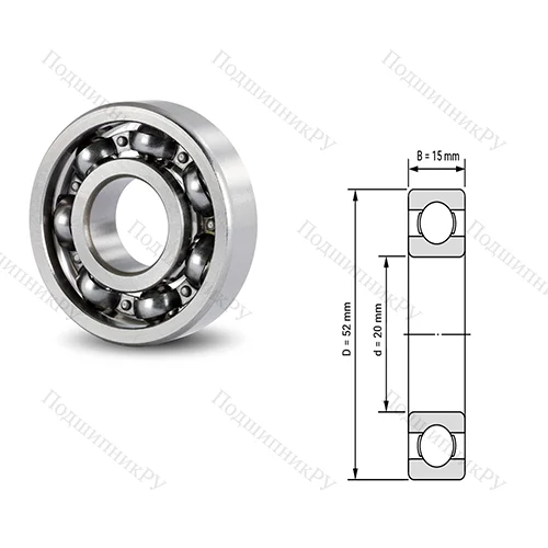 Подшипник шариковый радиальный 6304B 12D 56-2RS