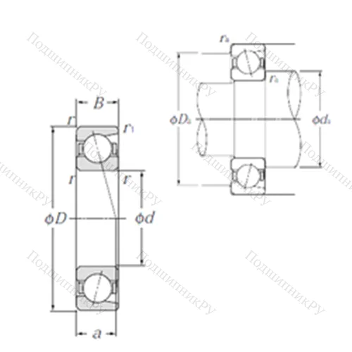 Подшипник шариковый радиально-упорный 7221B