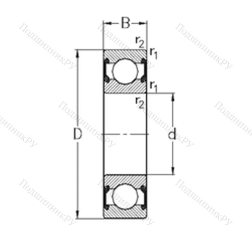 Подшипник шариковый радиальный 6008-2RS 2