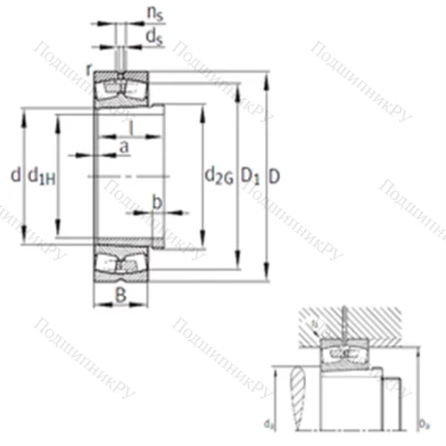 Подшипник роликовый радиальный самоцентрирующийся 23156-B-K-MB+AH 3156G от производителя  FAG
