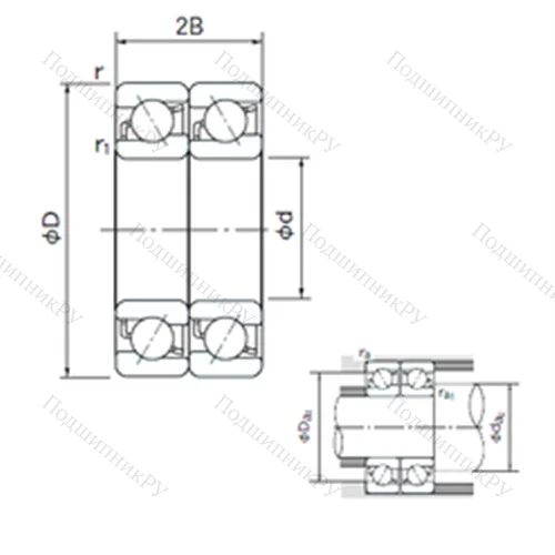 Подшипник шариковый радиально-упорный спаренный 7202CDT