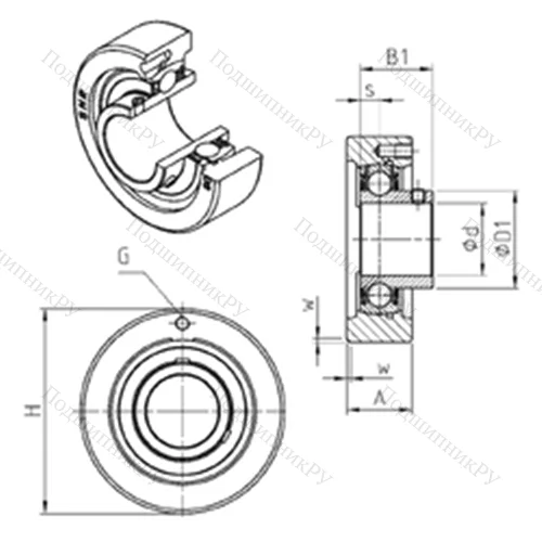 Подшипниковый узел шариковый радиальный USC 212 от производителя  SNR