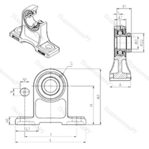 Подшипниковый узел шариковый радиальный ESPH 205 от производителя  SNR