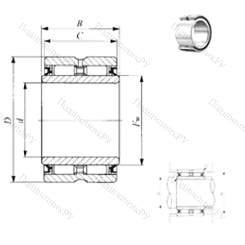 Подшипник игольчатый радиальный GBRI 102216 UU от производителя  IKO