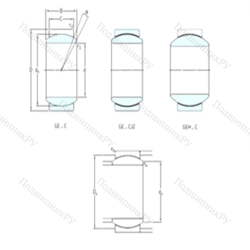 Подшипник скольжения сферический GEC 800TXA-2RS от производителя  SKF