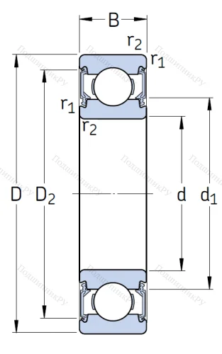 Однорядный шариковый подшипник 6001 2RSH/C 3 от производителя  SKF