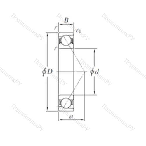Подшипник шариковый радиально-упорный AC 7251B