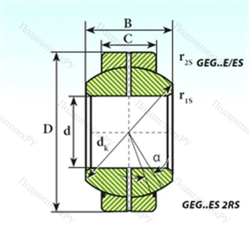 Подшипник скольжения сферический GEG 12 E от производителя  ISB