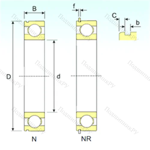 Подшипник шариковый радиальный 6021 NR от производителя  ISB