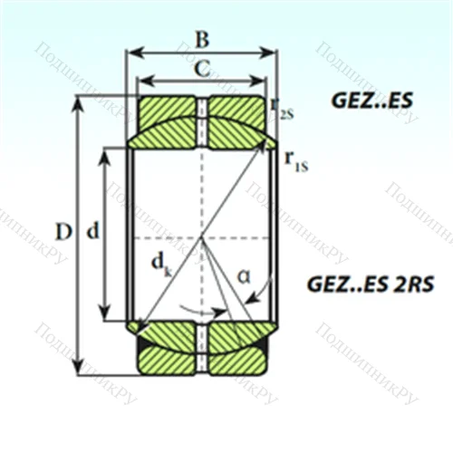 Подшипник скольжения сферический GEZ 19 ES от производителя  ISB