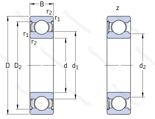Однорядный шариковый подшипник 6215 Z/C 4 от производителя  SKF