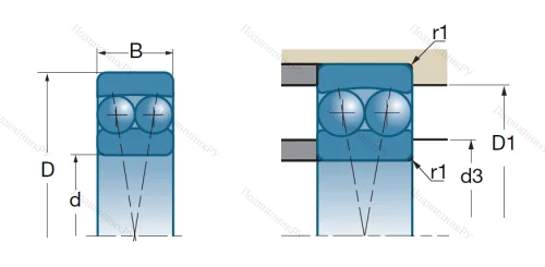 Двухрядный шариковый подшипник 1315 от производителя  SNR