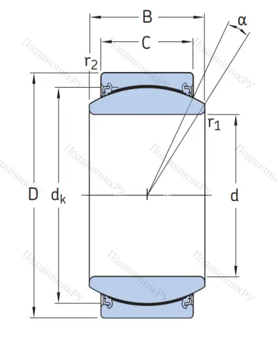 Шарнирный подшипник GE 50 TXE-2LS от производителя  SKF Шарнирный подшипник GE 50 TXE-2LS от производителя  SKF