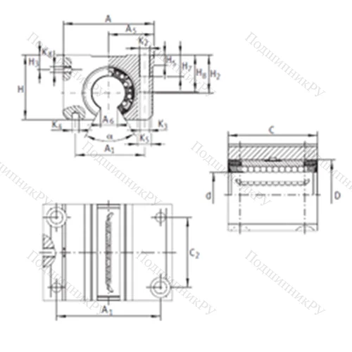 Подшипник шариковый линейный KGNO 25 C-PP-AS от производителя  INA