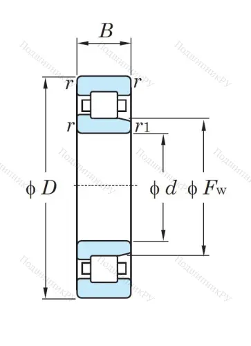 Роликовый цилиндрический подшипник NJ 308 ETVP от производителя  KOYO