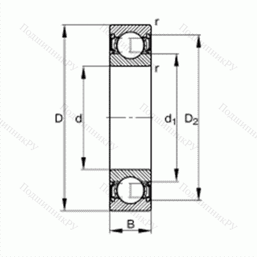 Подшипник шариковый радиальный 61818-2RSR-Y от производителя  FAG Подшипник шариковый радиальный 61818-2RSR-Y от производителя  FAG