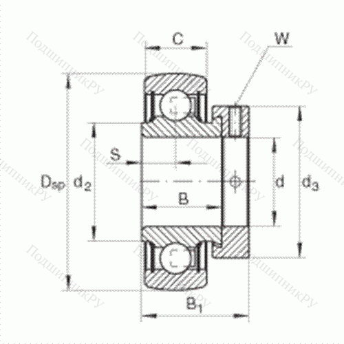 Подшипник шариковый закрепляемый RALE 20-NPP-B от производителя  INA Подшипник шариковый закрепляемый RALE 20-NPP-B от производителя  INA