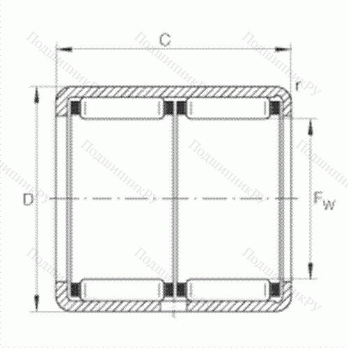 Подшипник роликовый игольчатый с одним наружным штампованным кольцом HK 2030-ZW