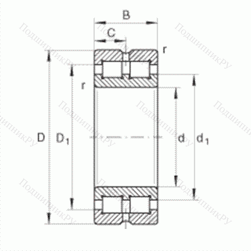 Подшипник роликовый радиальный SL 014834 от производителя  INA