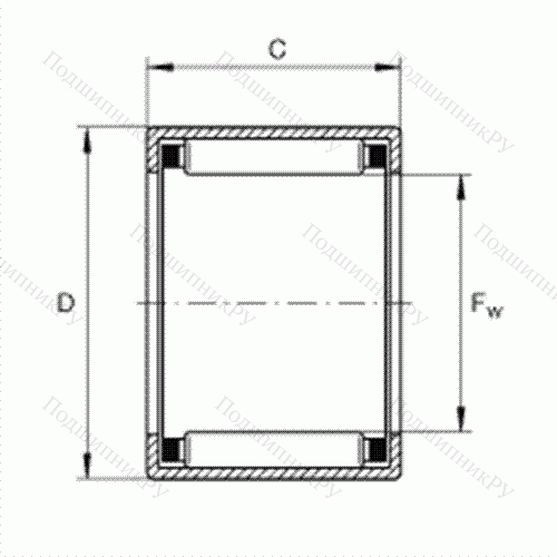 Подшипник роликовый игольчатый с одним наружным штампованным кольцом SCE 36 от производителя  INA Подшипник роликовый игольчатый с одним наружным штампованным кольцом SCE 36 от производителя  INA
