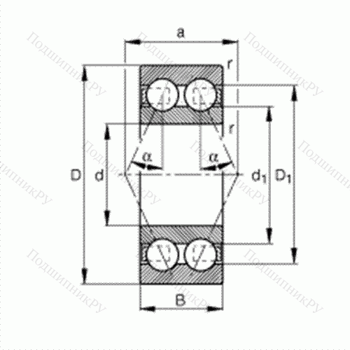 Подшипник шариковый радиально-упорный 3206-BD от производителя  FAG Подшипник шариковый радиально-упорный 3206-BD от производителя  FAG
