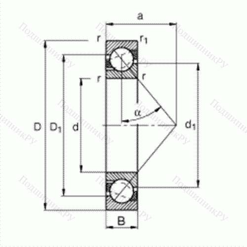 Подшипник шариковый радиально-упорный 7304-B-TVP от производителя  FAG Подшипник шариковый радиально-упорный 7304-B-TVP от производителя  FAG
